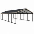 Pavillon de jardin à toit rigide à double pente, structure métallique noire, 600 × 600 × 310 cm