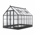 Serre de jardin en aluminium et polycarbonate 305 × 244 × 250 cm, anthracite et incolore, double porte et 2 lucarnes