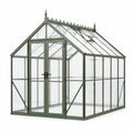 Serre de jardin en aluminium vert et polycarbonate transparent, 254 × 254 × 260 cm, double porte et lucarne de toit