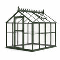 Serre de jardin victorienne en aluminium vert foncé et verre transparent, 190 × 190 × 220 cm, avec lucarne de toit