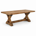 Table à manger rectangulaire en bois massif brun avec piètement en X, 200 × 100 × 76 cm