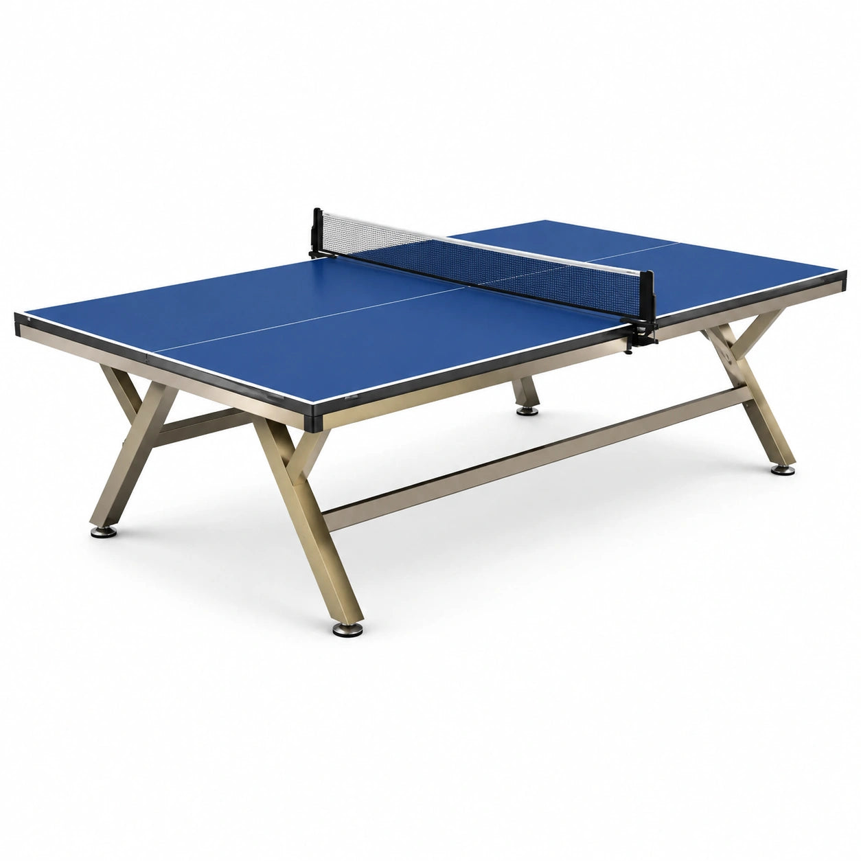 Table de tennis de table intérieure bleue avec filet et pieds réglables – 274 × 152,5 × 76 cm
