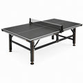 Table de tennis de table pliable d’intérieur noire et argentée, 274 × 152,5 × 76 cm, plateau en fibres de bois et structure en acier