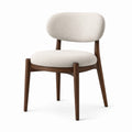 Chaise rembourrée contemporaine en bois brun foncé et tissu beige, 58 × 55 × 80 cm
