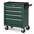 Servante d’atelier mobile verrouillable en acier vert foncé à 4 tiroirs, 69 × 33 × 77 cm