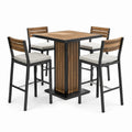 Ensemble de bar de jardin 5 pièces noir, brun et écru avec table haute 90 × 90 × 95 cm et 4 chaises 54 × 57 × 108 cm