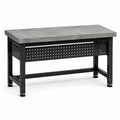 Établi d’atelier industriel 120 × 60 × 90 cm, acier noir avec plateau gris aspect béton