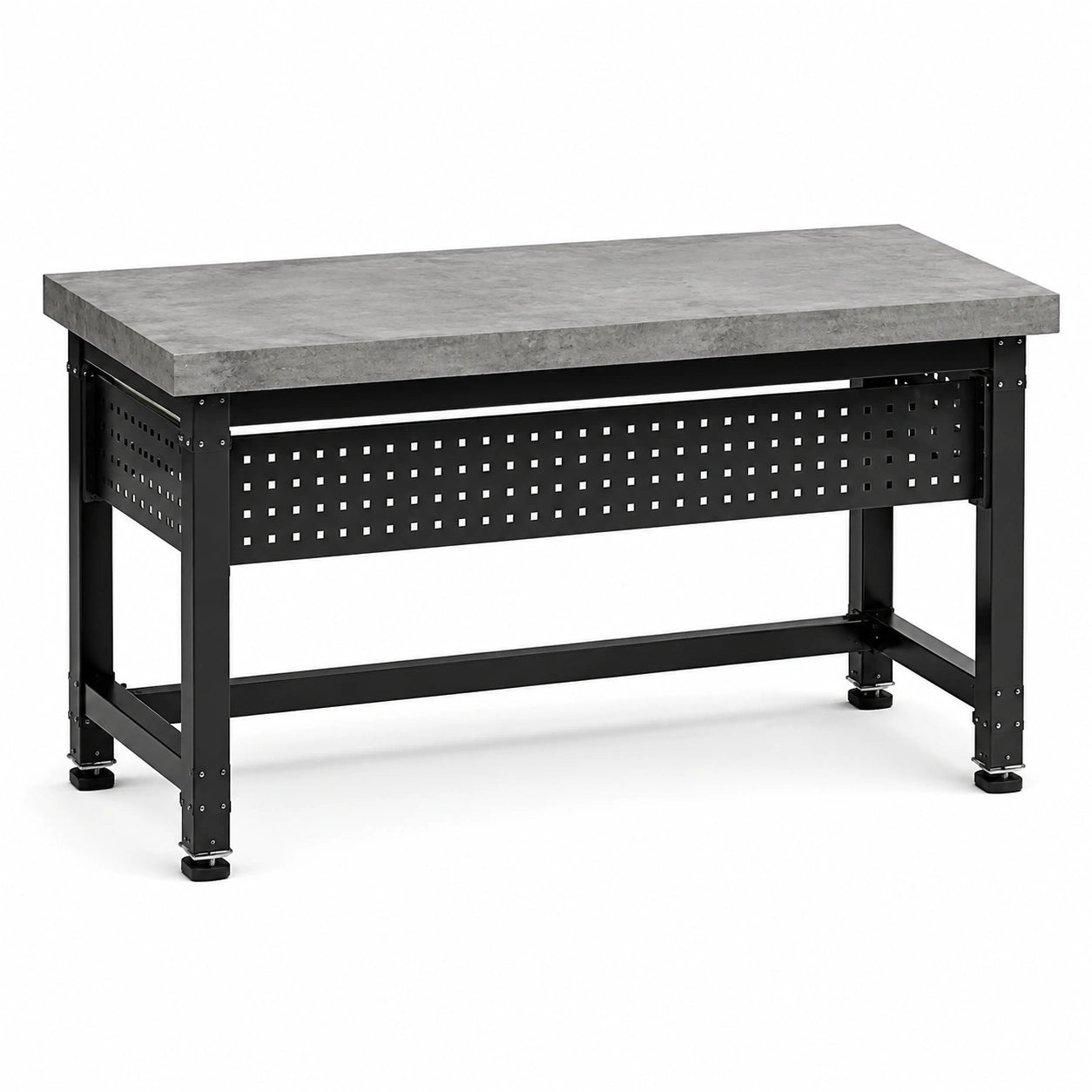 Établi d’atelier industriel 120 × 60 × 90 cm, acier noir avec plateau gris aspect béton