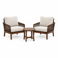 Ensemble 3 pièces beige et marron avec 2 fauteuils de 75 × 78 × 82 cm et table ronde de 55 × 50 cm